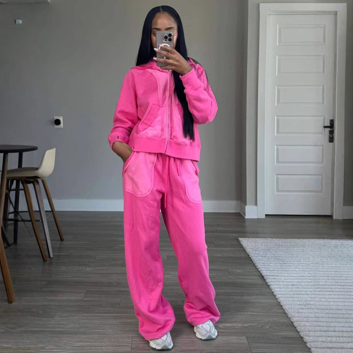 Damen lässiger Hoody- und Freizeithosen-Set Drune