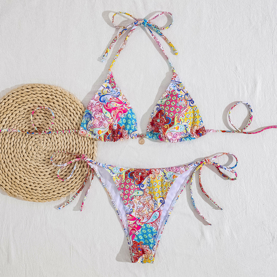 Damen Triangel-Bikini mit modischem Bindeband und strapazierfähigem Stoff Drune