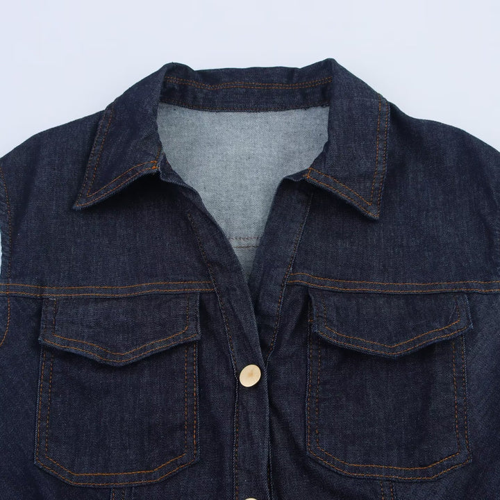 Damen Jeanskleid mit tailliertem Schnitt und praktischen Taschen Drune