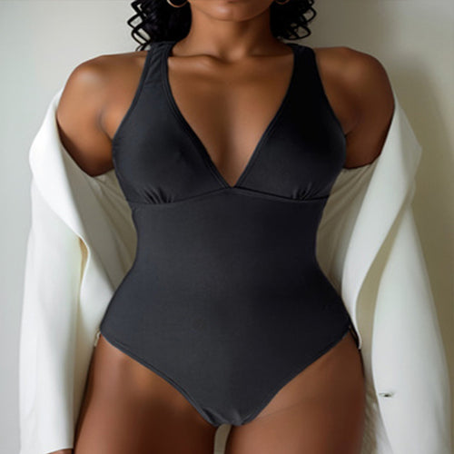 Damen eleganter V-Ausschnitt Einteiler Drune