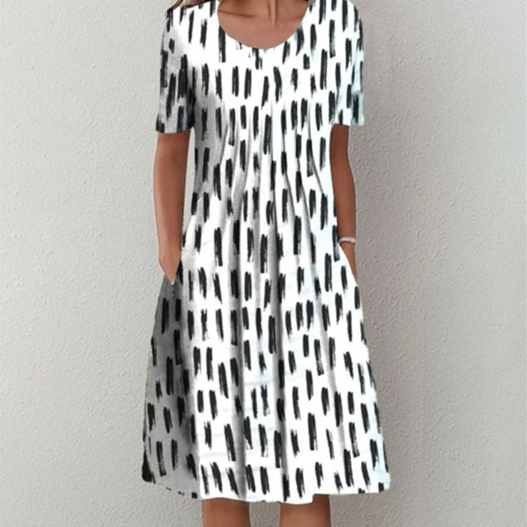 Damen Midi-Kleid mit elastischem Bund und seitlichen Taschen Drune