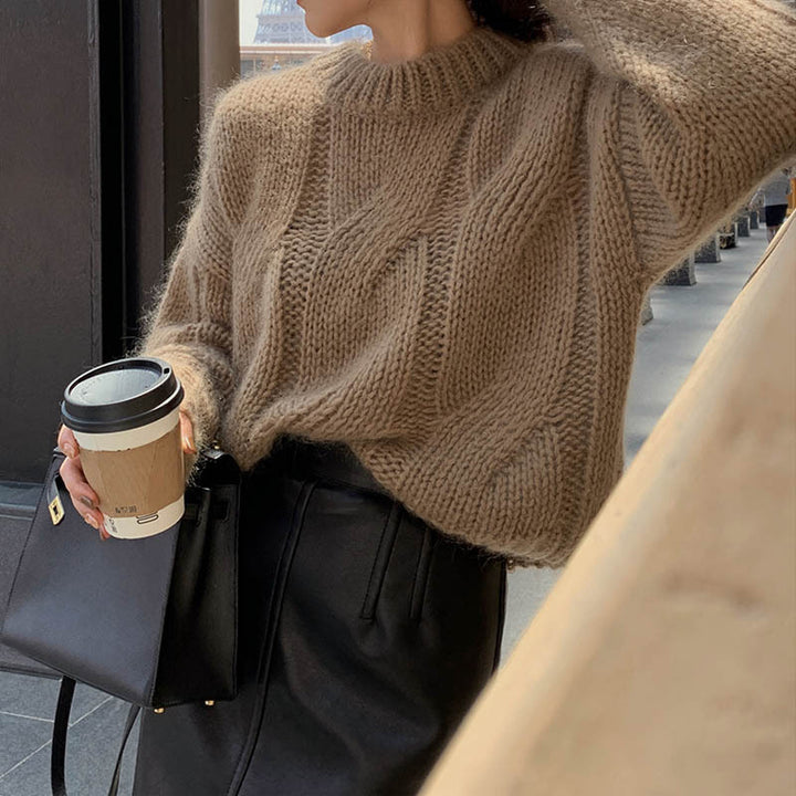 Damen Grobstrickpullover mit Zopfdesign und weichem Schnitt Drune