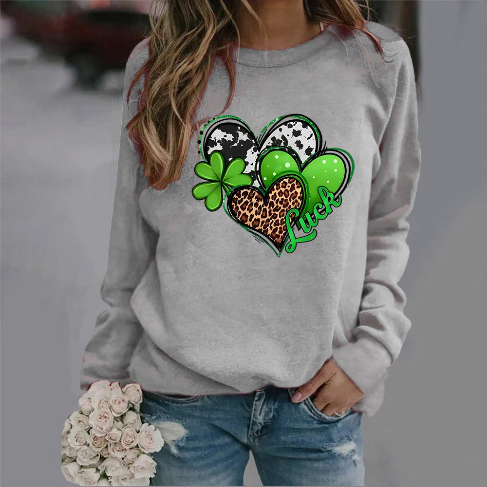 Damen Sweatshirt mit kreativem Herzdesign und auffälligem Motiv Drune