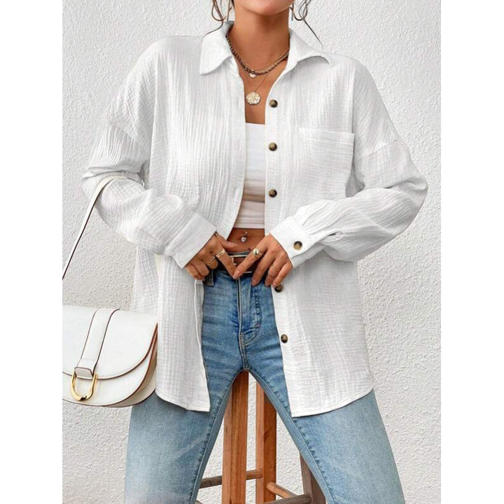 Damen lässige Overshirt-Bluse mit Knopfdetails Drune