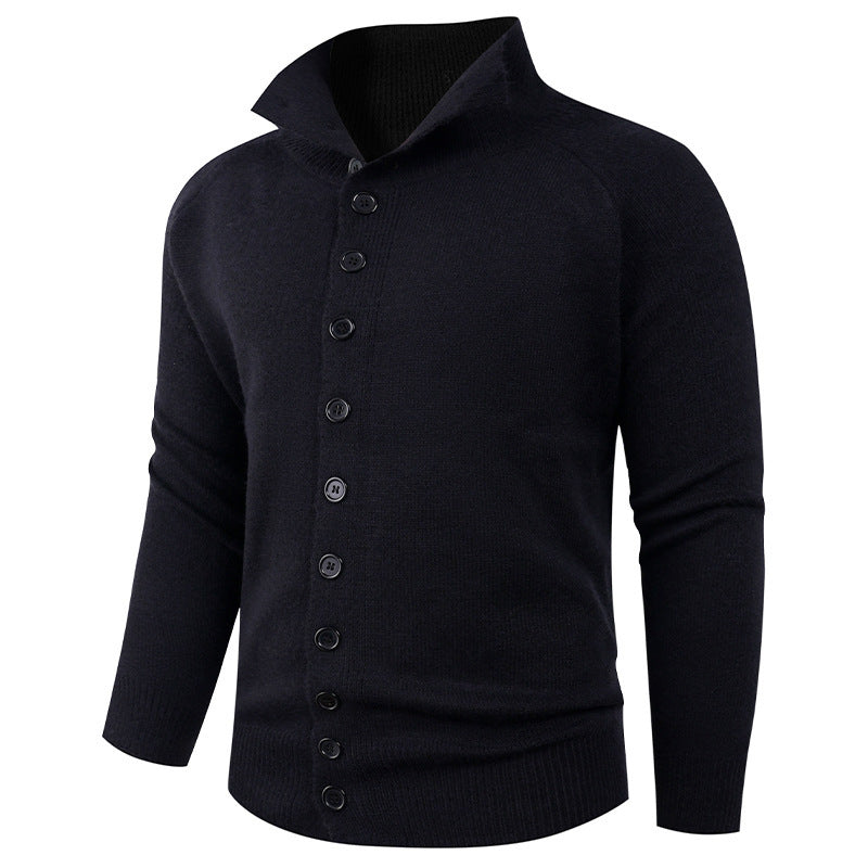 Herren Strickpullover mit hohem Kragen und Knopfverschluss Drune
