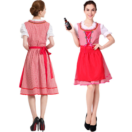 Damen nan Trachtenkleid im Vintage-Stil mit elastischem Bund verstellbarer Schnürung und schmeichelndem Tellerrock Drune