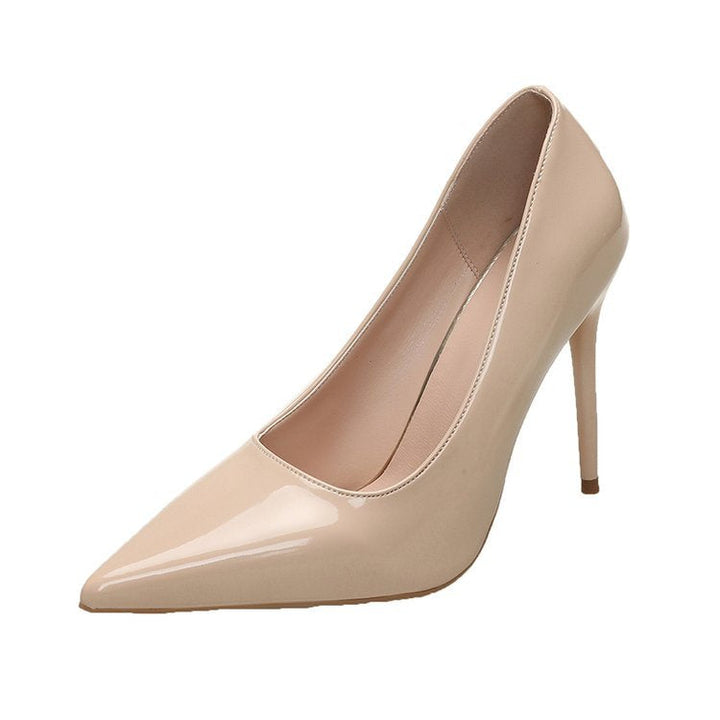 Damen Spitze High Heels mit glänzender Lackoberfläche Drune