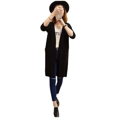 Damen Langer Strickcardigan mit lässiger Passform und tiefem V-Ausschnitt Drune