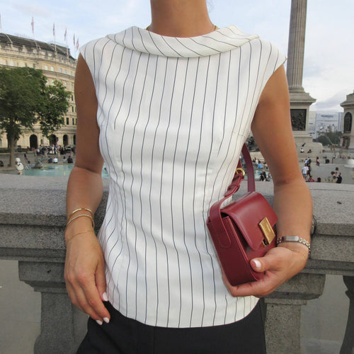 Damen elegante Bluse mit schmalen Nadelstreifen Drune