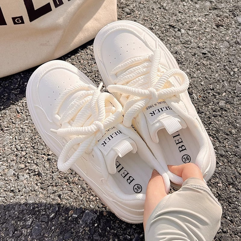 Damen Plattform Sneaker mit dicker Sohle und atmungsaktivem Obermaterial Drune