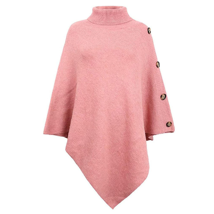 Damen eleganter Poncho mit Stehkragen und dekorativen Knöpfen Drune
