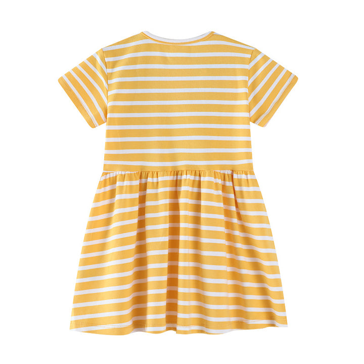 Mädchen Freizeitkleid mit gestreiftem Design und niedlichen Hasenapplikationen Drune