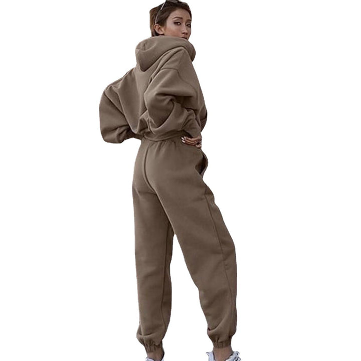 Damen Fleece-Jogginganzug mit Oversized-Hoodie und elastischem Bund Drune