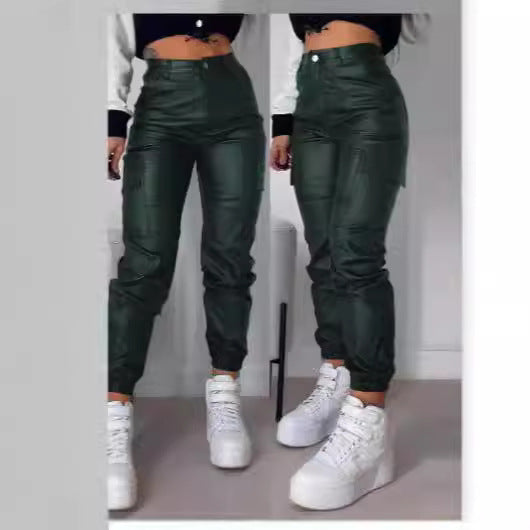 Damen modische Cargo-Hose mit elastischem Bund und Eingrifftaschen Drune