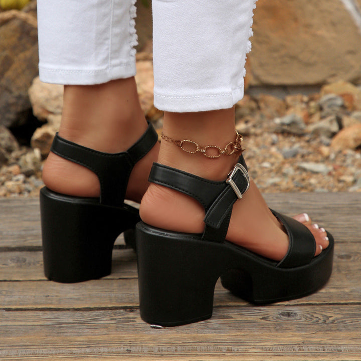 Damen Plateau-Sandaletten mit modischem Riemendesign und eleganter Schnallenapplikation Drune