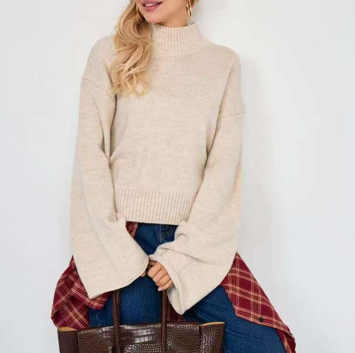 Damen Strickpullover mit lässigem Schnitt und Volumenärmeln Drune