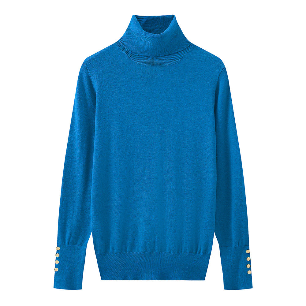 Damen Rollkragenpullover mit eleganten Knopfdetails Drune