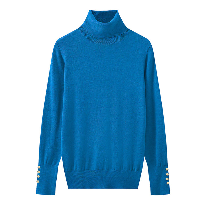 Damen Rollkragenpullover mit eleganten Knopfdetails Drune
