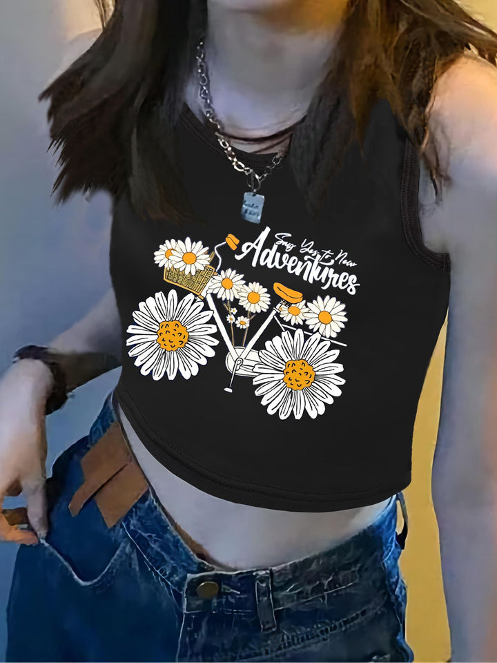 Damen Crop-Top mit auffälligem Schriftzug und körpernahem Schnitt Drune