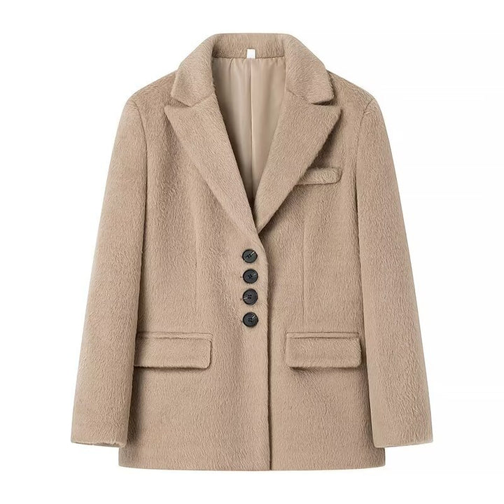 Damen elegante Veloursjacke mit klassische Knopfdetails Drune