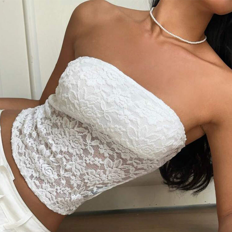 Damen Spitzen Bandeau-Oberteil Drune