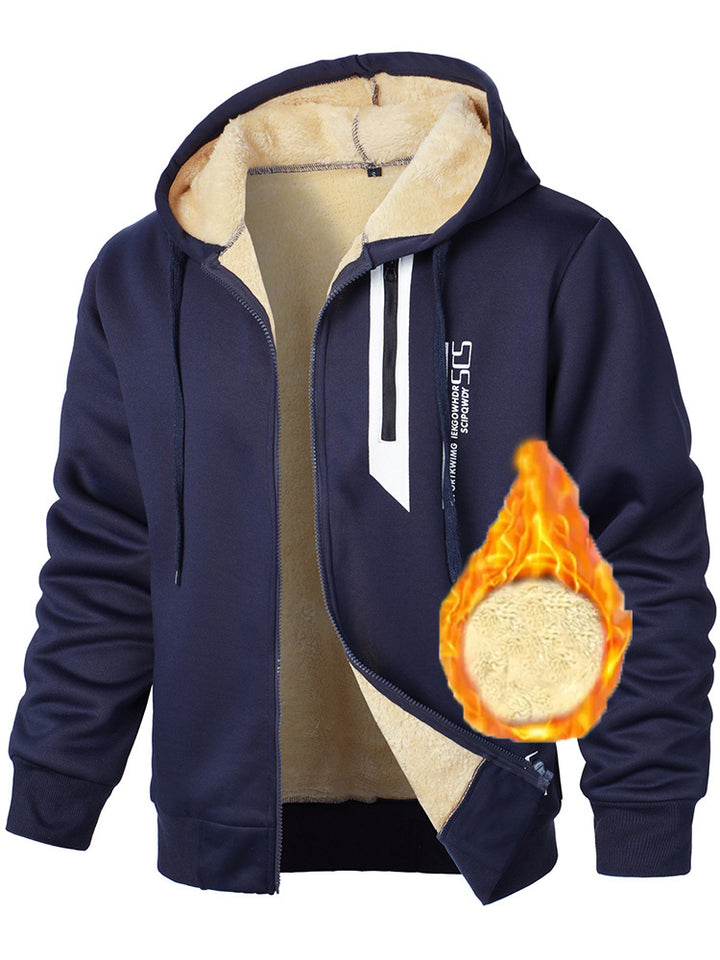 Herren Fleece-Kapuzenjacke mit wärmendem Innenfutter und praktischen Reißverschlusstaschen Drune