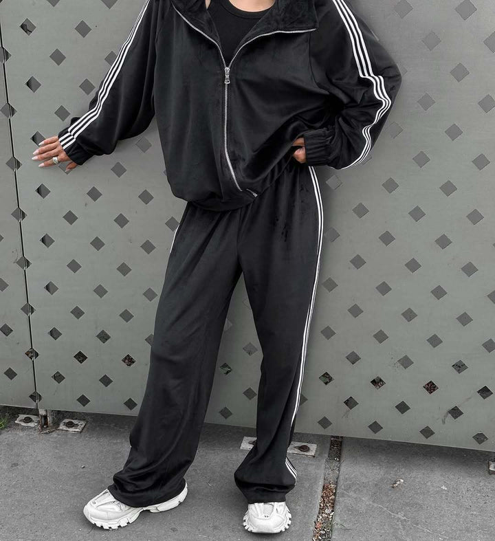 Damen sportliches und elegantes Trainingsanzug mit Reißverschluss Drune