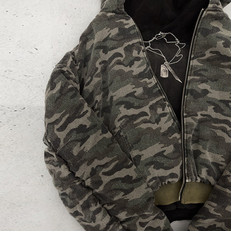 Damen lässige Camouflage-Bomberjacke mit doppeltem Material Drune