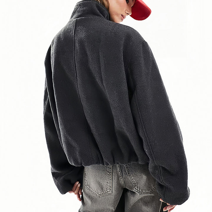 Damen Oversized Fleecejacke mit hohem Kragen und Reißverschluss Drune