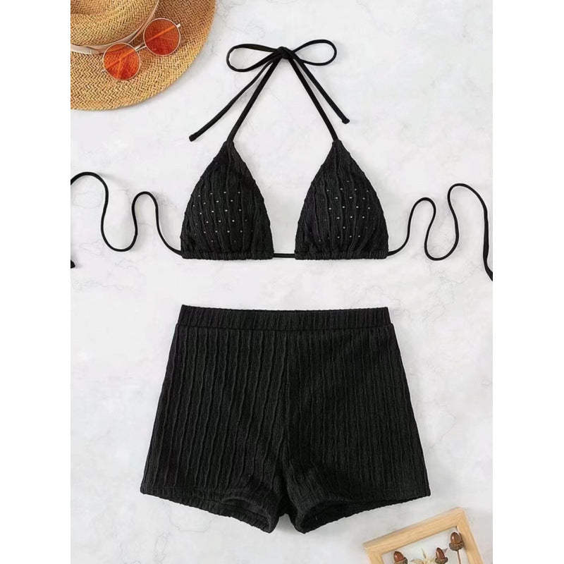 Damen Triangel-Bikini mit hochwertigem Rüschendesign und stretchy Shorts Drune