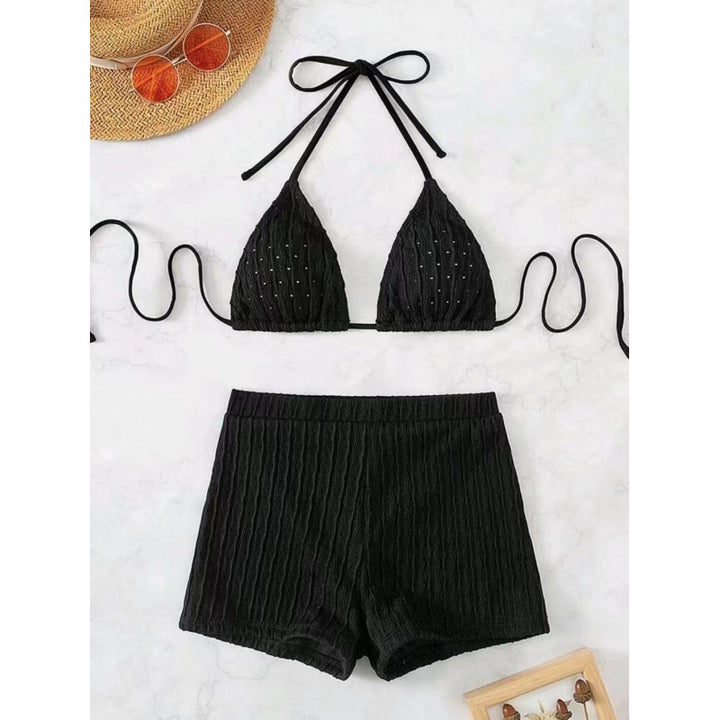 Damen Triangel-Bikini mit hochwertigem Rüschendesign und stretchy Shorts Drune