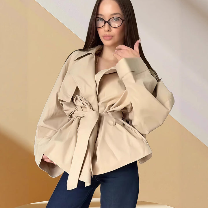 Damen modische Überwurfjacke mit eleganten Raffungen Drune