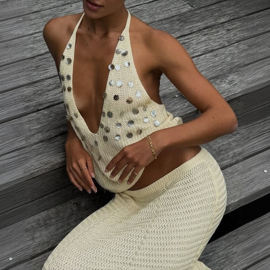 Damen Stricktop mit funkelneden Details Drune