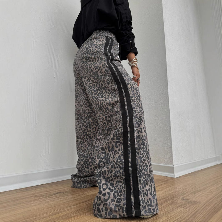 Damen Elegante Maxihose mit Leopardenmuster Drune