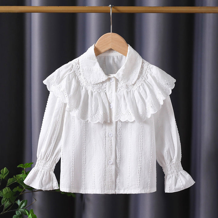 Damen verspielte Bluse mit voluminösem Kragen Drune