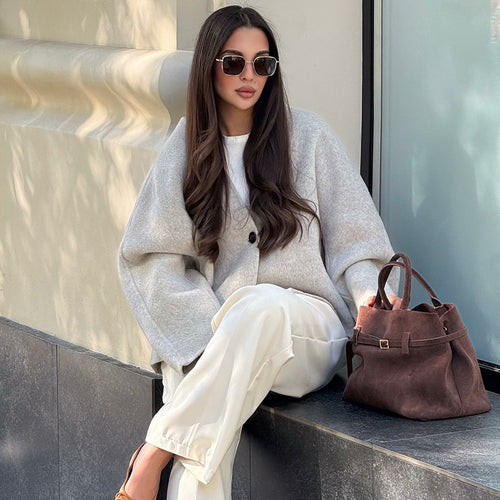 Damen Wolljacke mit großzügigem Schnitt Drune