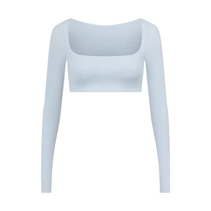 Damen Sportliches Langarm Crop-Top Drune