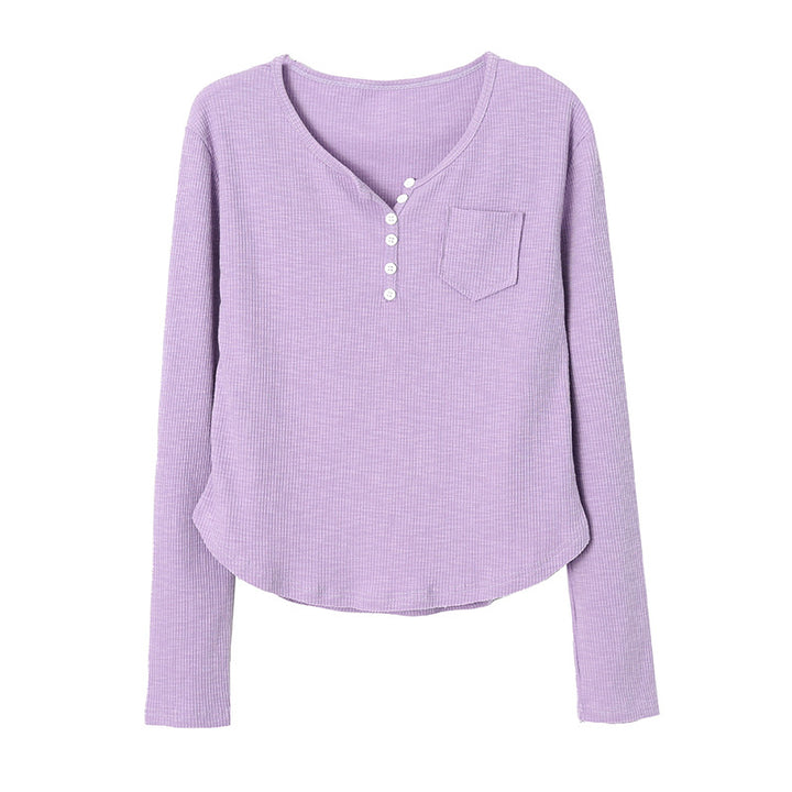 Damen Langärmeliges Henley-Oberteil mit Knopfleiste Drune