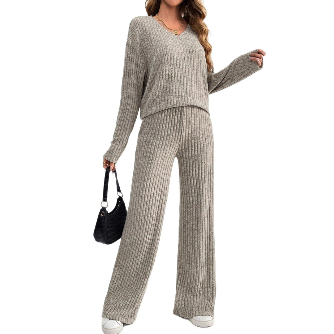 Damen bequemes Lounge-Set mit V-Ausschnitt und weitem Schnitt Drune