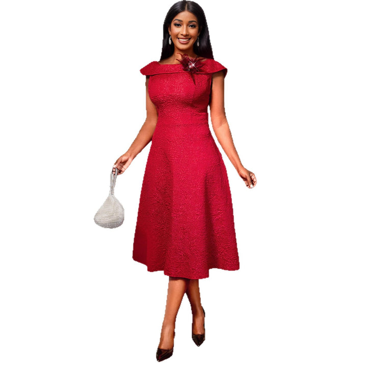 Damen A-Linien Abendkleid mit dekorativem Off-Shoulder-Ausschnitt Drune