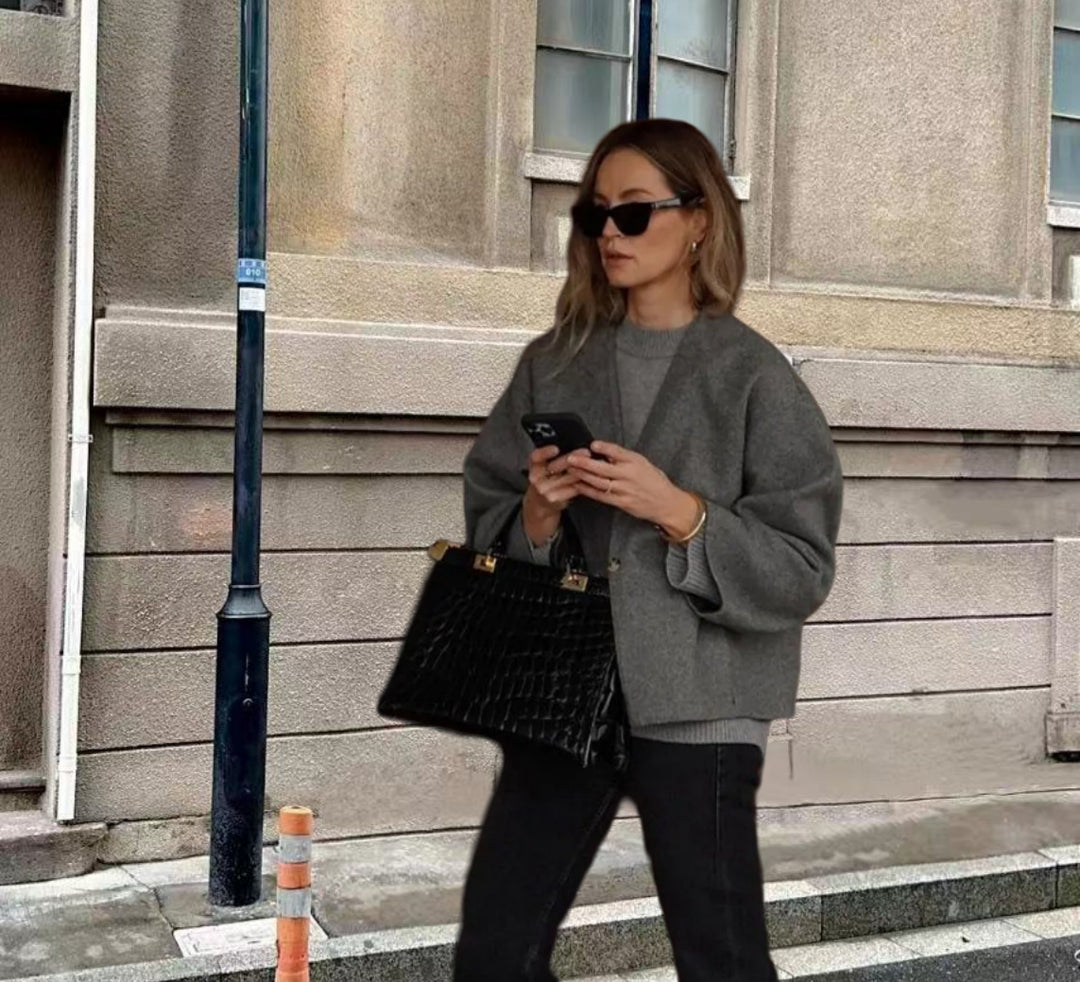 Damen oversized Wolljacke mit elegantem Schnitt und lässigem Look Drune