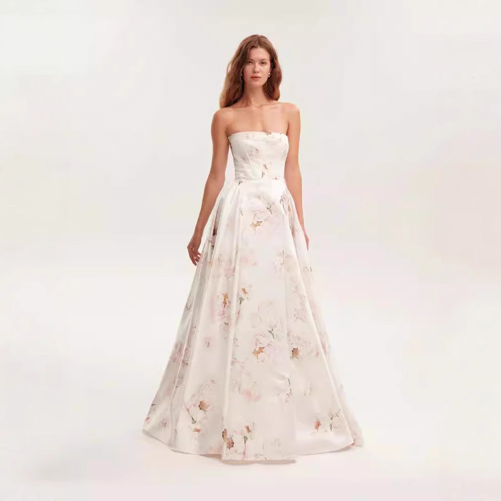 Damen Trachtenkleid mit floralem Design und Bustier-Oberteil Drune