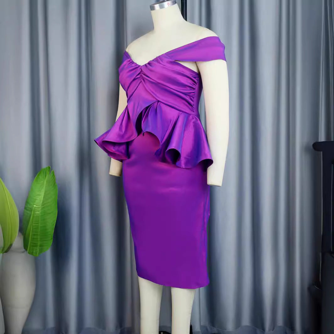 Damen Abendkleid mit voluminösen Rüschendetails Drune