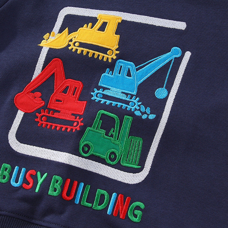 Jungen Sweatshirt mit kreativem Baustellenfahrzeug-Design Drune