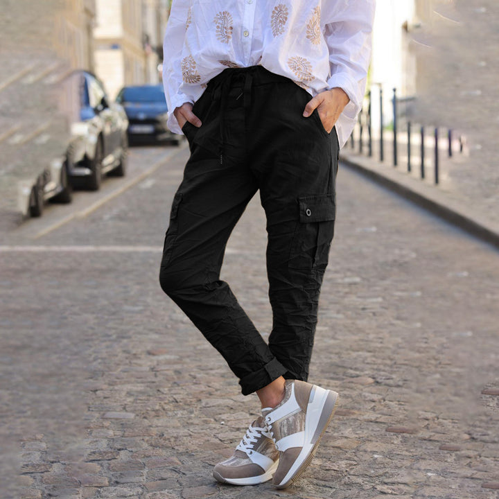 Damen Cargo-Style Hose mit elastischem Bund und praktischen Taschen Drune
