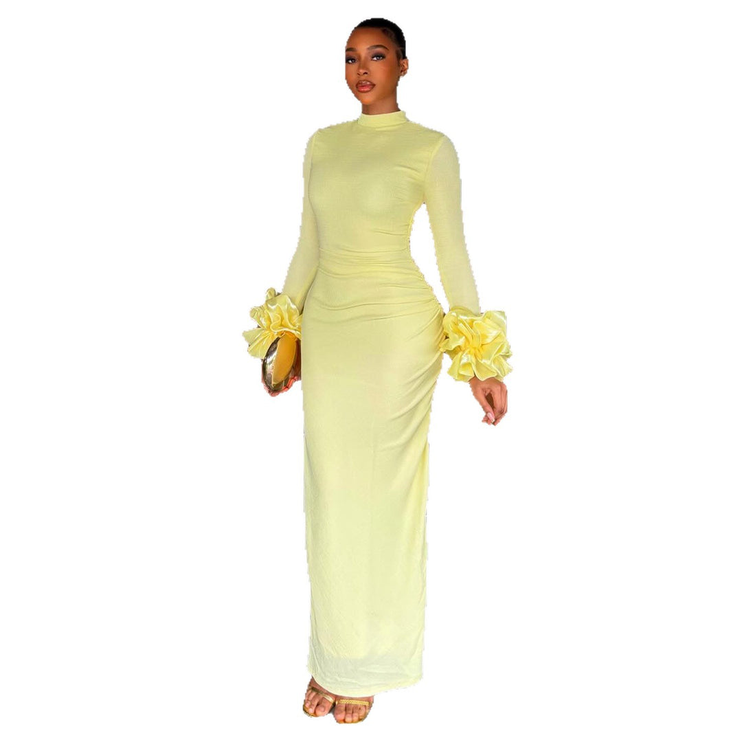 Damen Elegantes Langarmkleid mit voluminösen Rüschendetails Drune