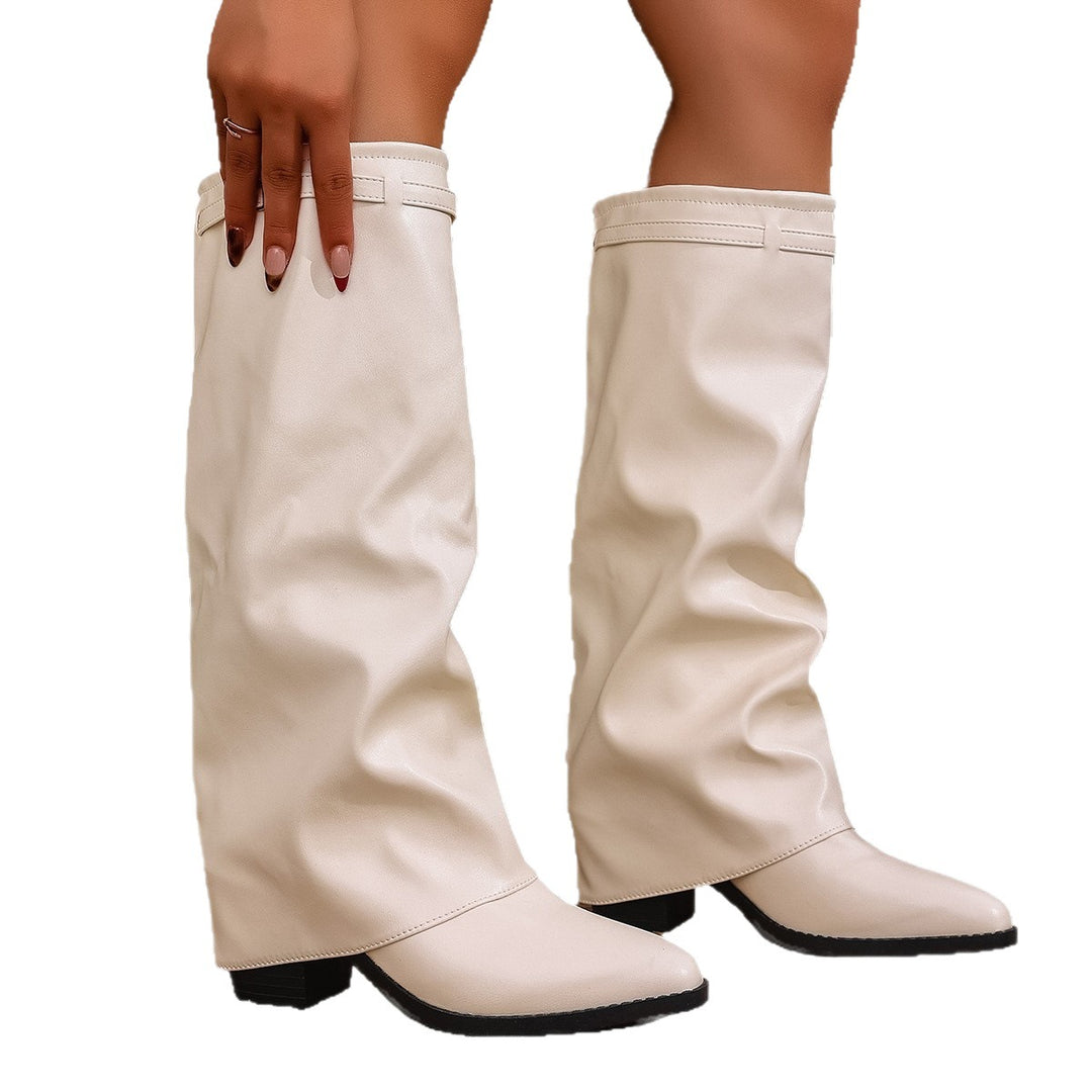 Damen Elegante, knöchelhohe Stiefeletten aus weichem Kunstleder mit modischem Falten-Design Drune