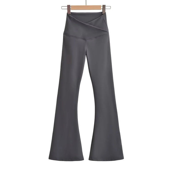 Damen Flared Leggings mit hohem Taillenbund und eleganter Wickeloptik Drune