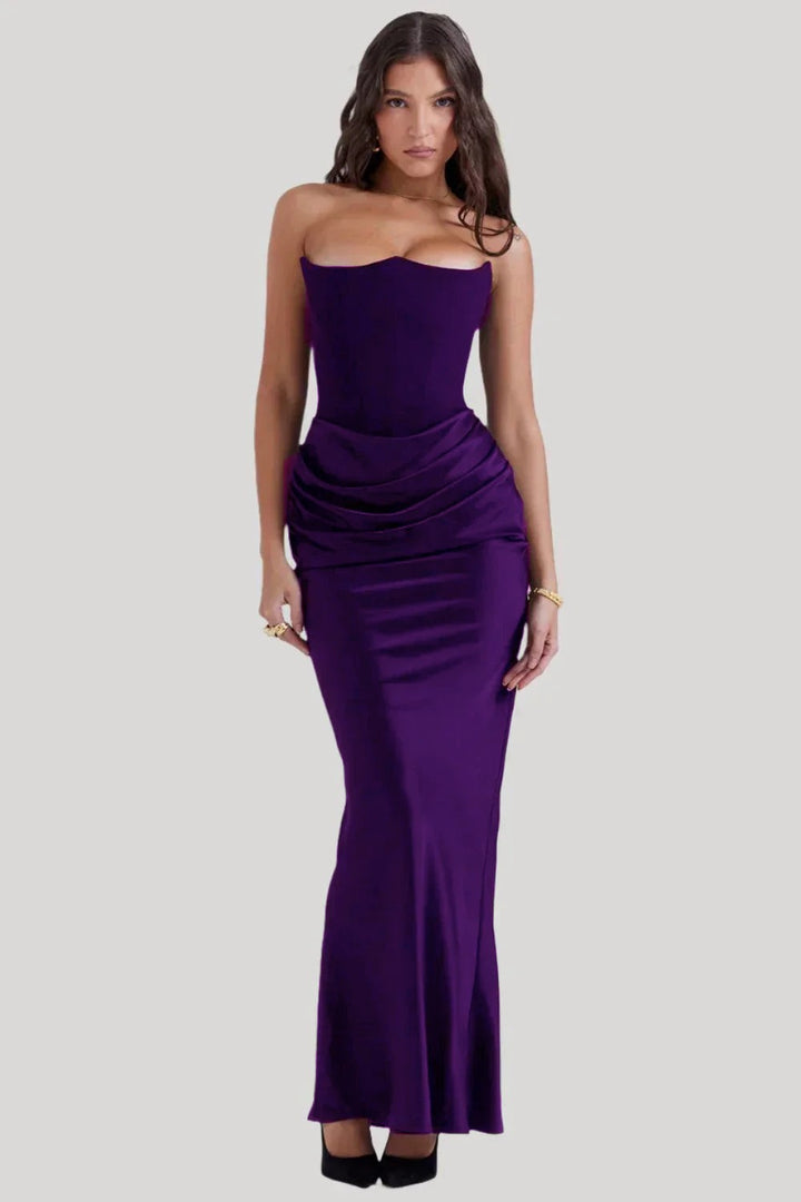 Damen Elegantes Abendkleid mit tiefem Dekolleté und drapierten Details Drune