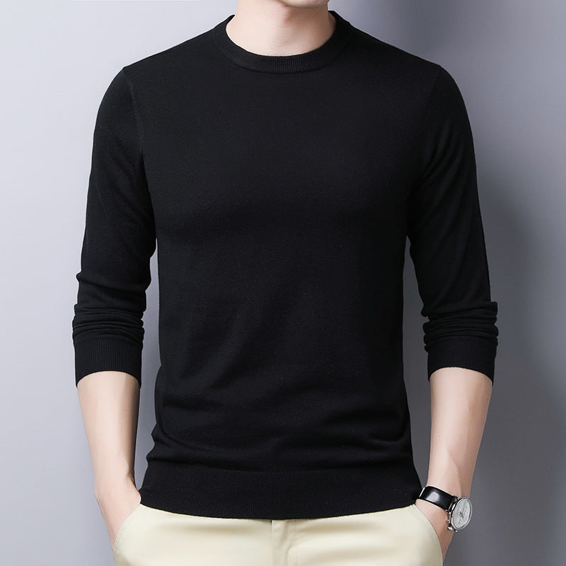 Drune | Langarm T-Shirt Slim Fit Wolle Seide Rundhalsausschnitt mit Rippbündchen